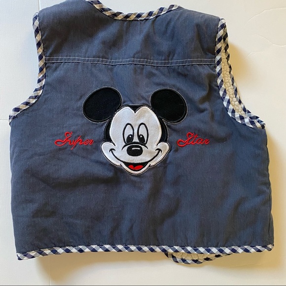 Vintage Disney Mickey Sherpa/Cotton Blend Kids Double-sided Vest - Picture 3 of 5